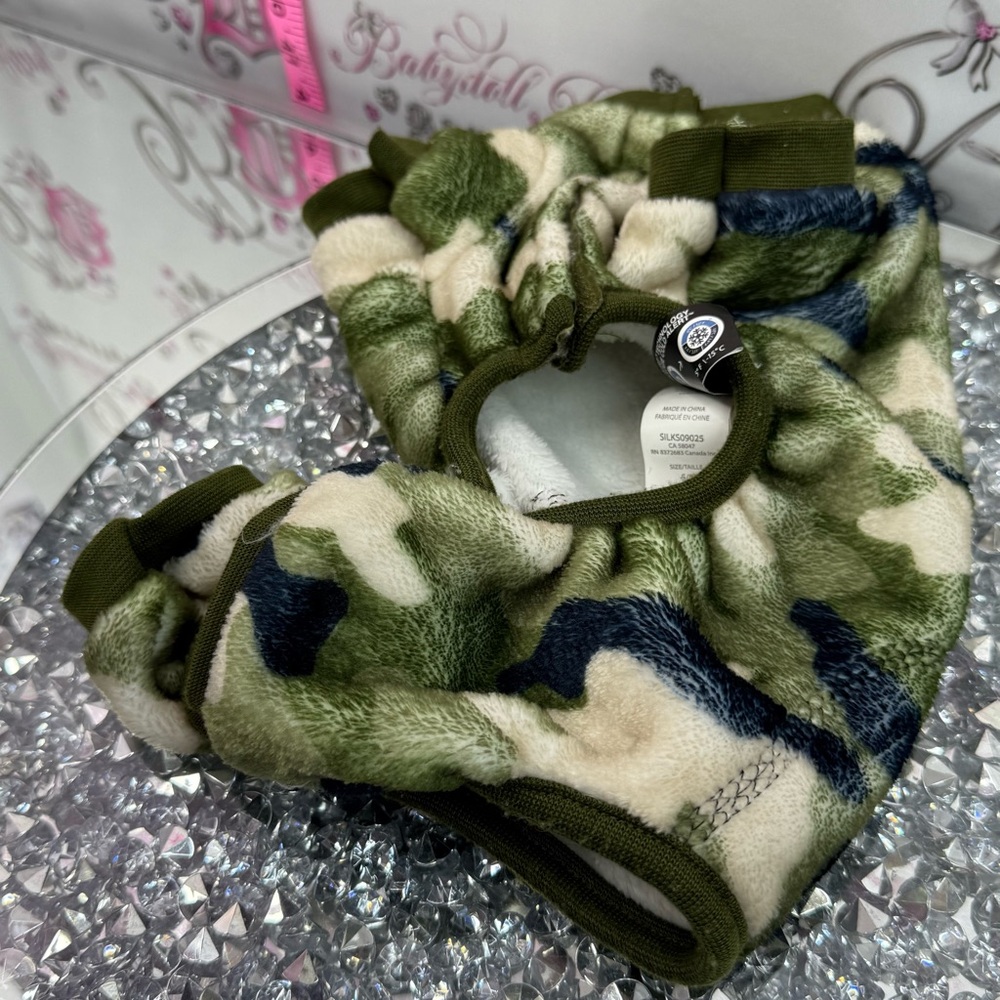 Camouflage Fleece Pet Hoodie cat or dog camo- Green, Cream, Black - Picture 4 of 8